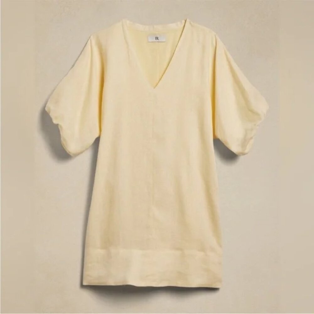NWT! Banana Republic Yellow Livia Linen Mini Dress, Size M